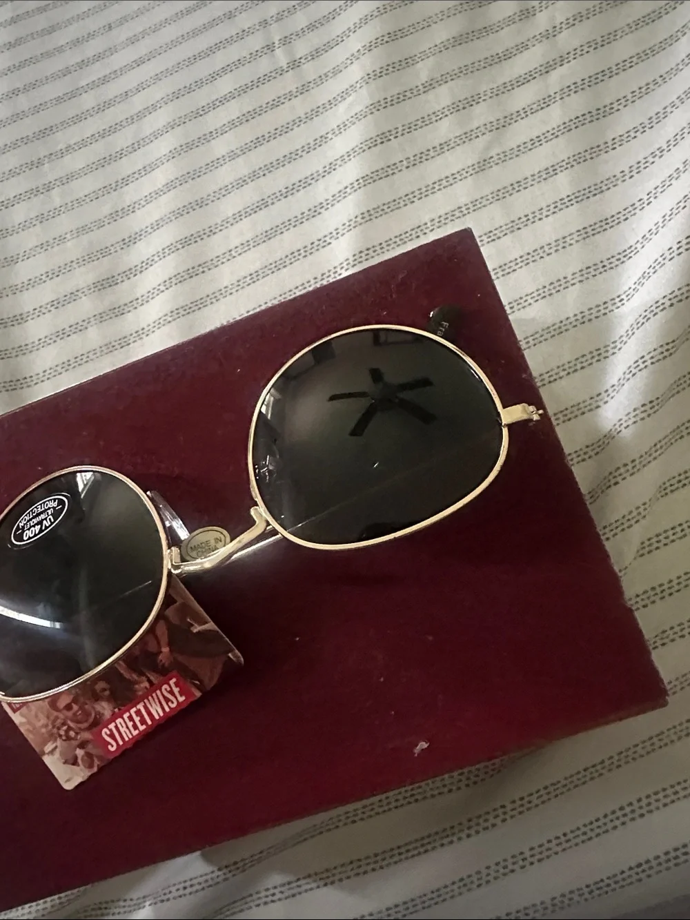 Gold Frame Black Lens Women's Sunglasses